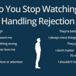 Silhouette of a man standing facing to the right. Surrounding him are several text boxes with reasons people think and feel when dealing with rejection, related to overcoming porn addiction.